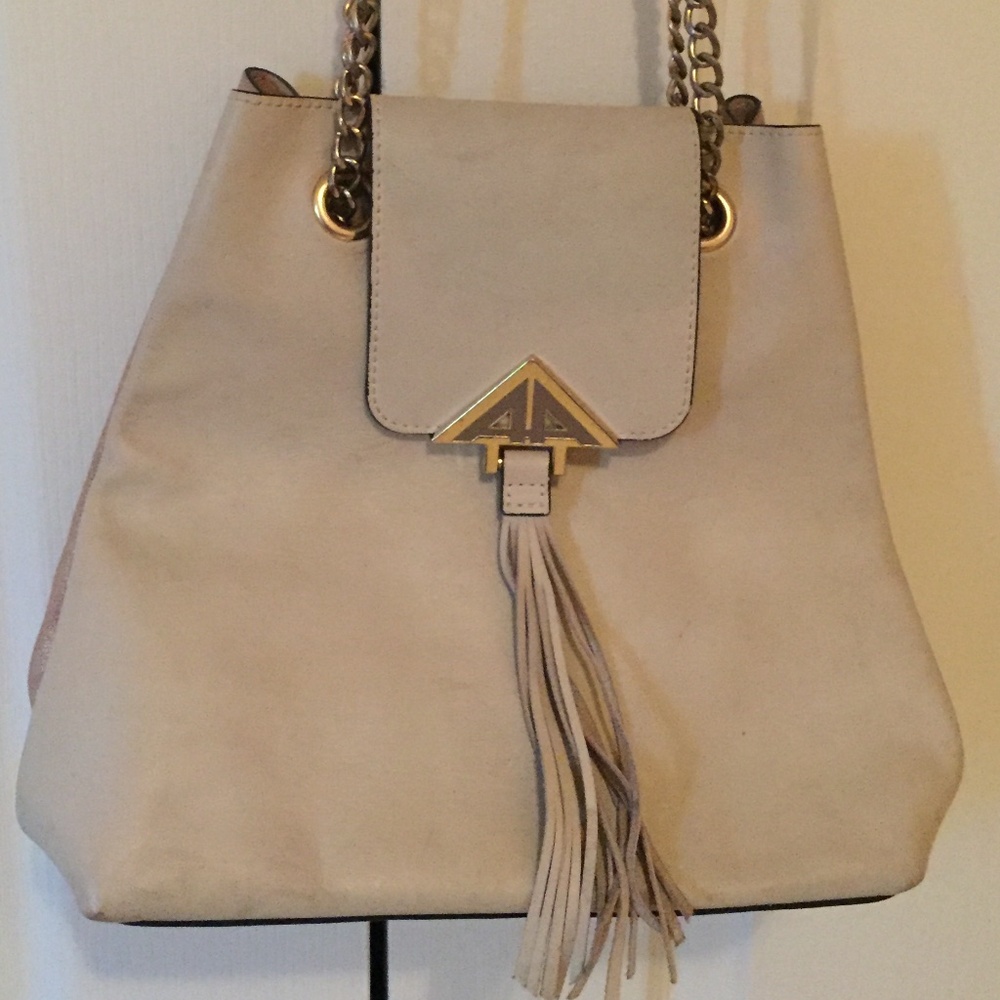 Leather Rose Gold Bucket Bag